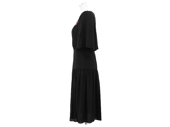 Louis Vuitton Seidenchiffon-Kleid Schwarz - Ansicht 13