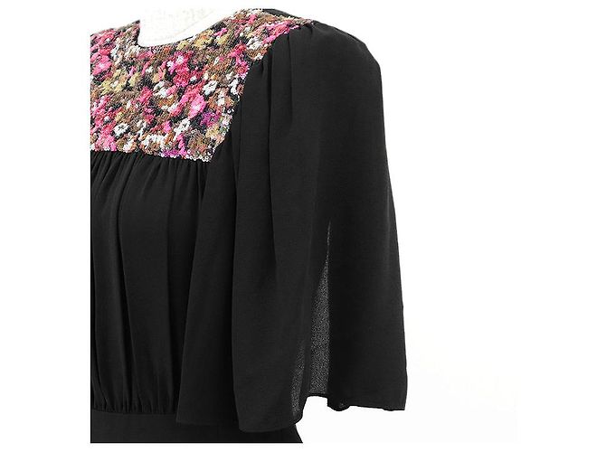 Louis Vuitton Seidenchiffon-Kleid Schwarz - Ansicht 3
