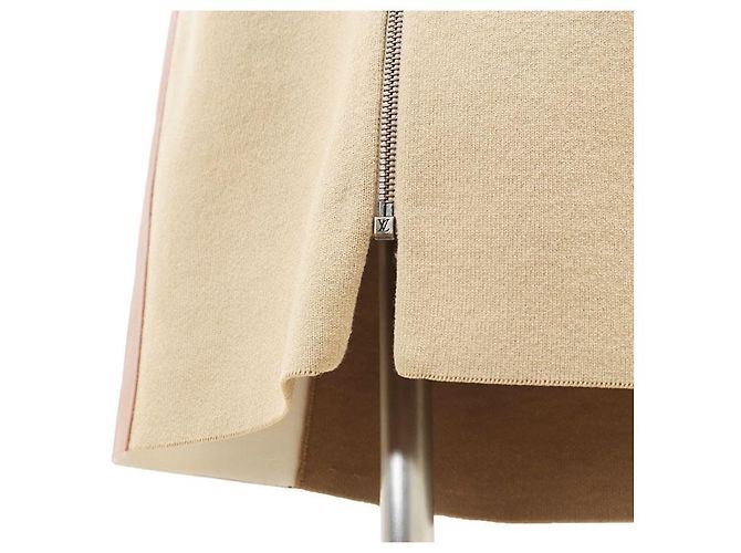 Falda Louis Vuitton de lana, algodón, cachemira y piel de cordero monograma Beige Marrón claro Camello - vista 12