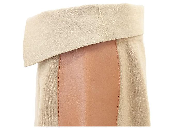 Falda Louis Vuitton de lana, algodón, cachemira y piel de cordero monograma Beige Marrón claro Camello - vista 14