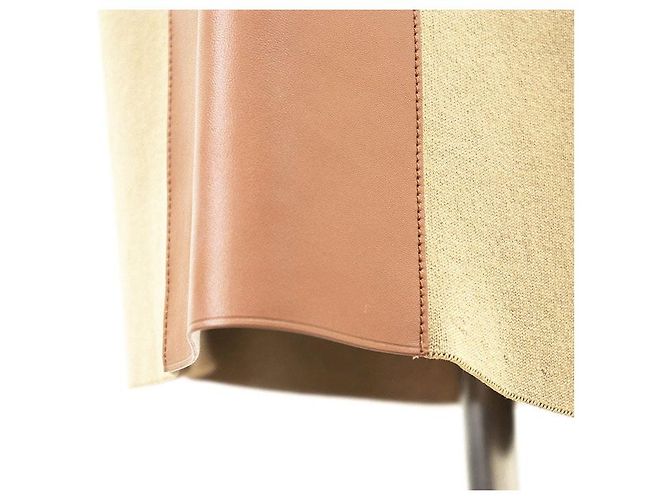 Falda Louis Vuitton de lana, algodón, cachemira y piel de cordero monograma Beige Marrón claro Camello - vista 15