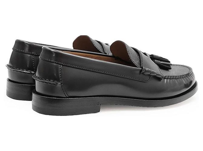 Mocassini in pelle Gucci GG Supreme monogrammati Nero Grigio antracite - vista 13