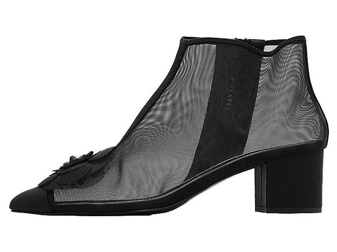 Chanel G34544 Camellia Nylon Mesh Stiefeletten Schwarz - Ansicht 4