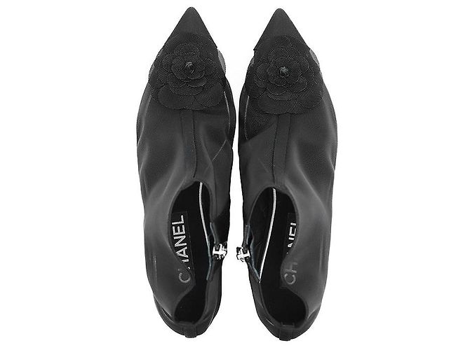 Chanel G34544 Camellia Nylon Mesh Stiefeletten Schwarz - Ansicht 5