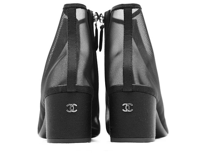 Chanel G34544 Camellia Nylon Mesh Stiefeletten Schwarz - Ansicht 7