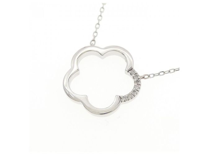 Autre Marque Collana a fiore in diamanti e oro bianco K10 Argento - vista 3
