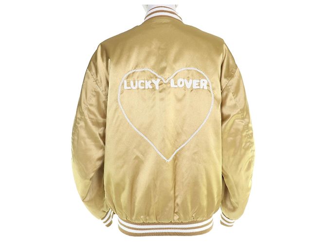 Céline CELINE Blouson Lucky lovers Teddy Jacket Stadium Jacket Dorado - vista 3