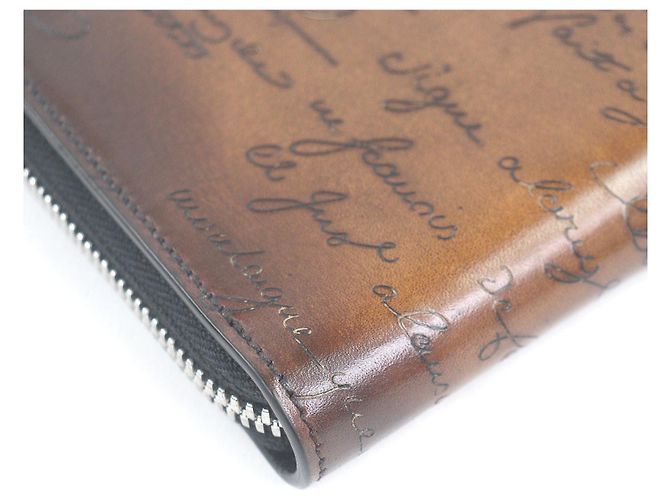 Berluti Itauba Calligraphy Script Long Zip Wallet Braun - Ansicht 5
