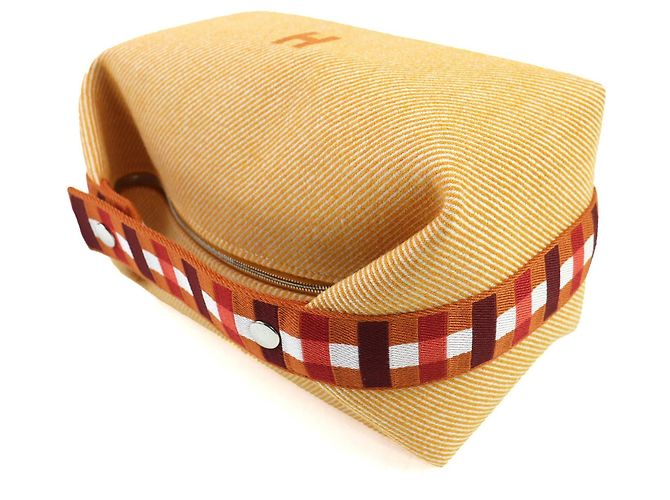 Borsa in tela Hermès BRIDE-A-GM Arancione - vista 3