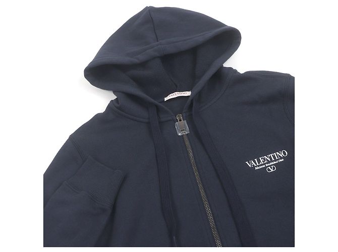 Valentino Logo-Print Baumwoll-Hoodie Blau Marineblau - Ansicht 2