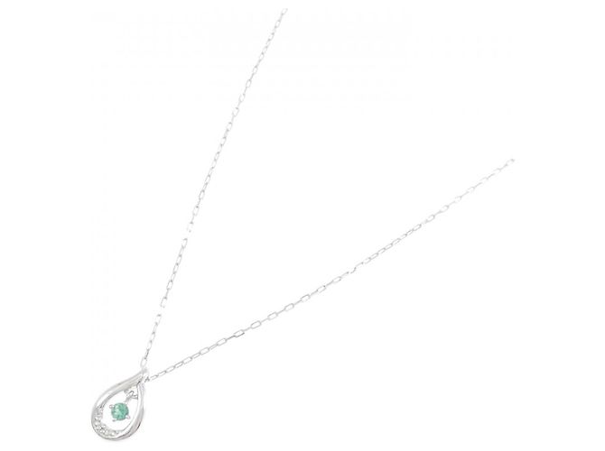 Autre Marque Collana in oro bianco 10K con smeraldo e diamante 4°C Argento - vista 2