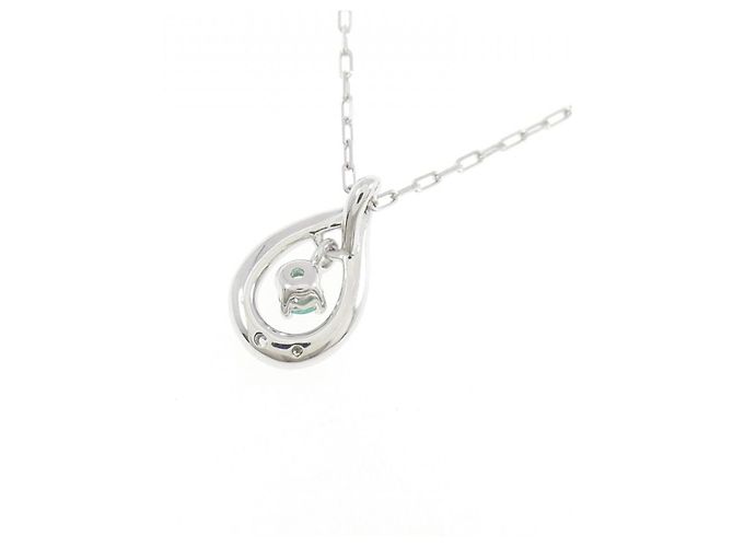 Autre Marque Collana in oro bianco 10K con smeraldo e diamante 4°C Argento - vista 4