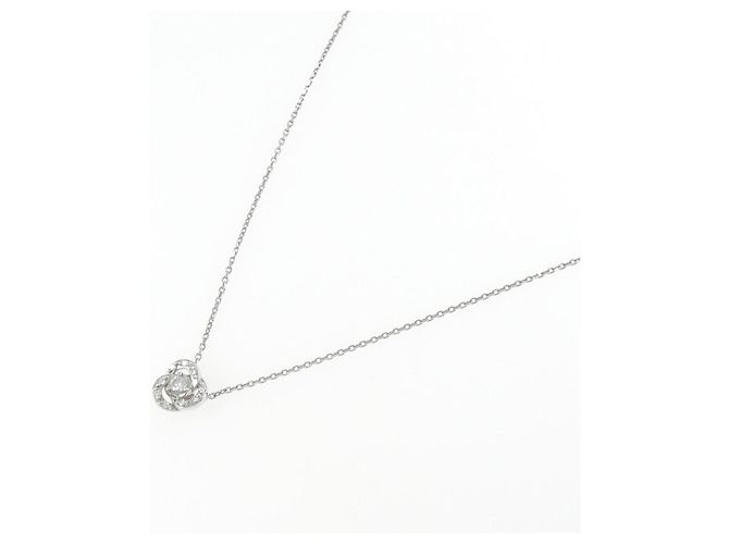 Autre Marque 4C-Platin-Diamant-Halskette Silber - Ansicht 2