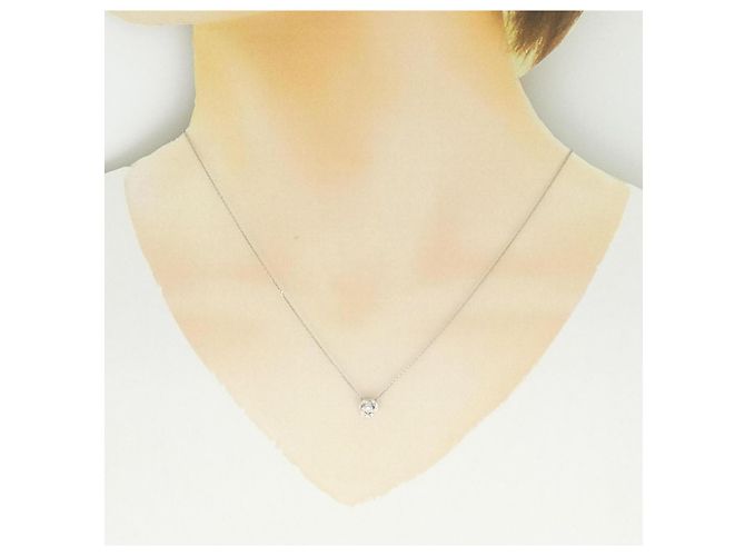 Autre Marque 4C-Platin-Diamant-Halskette Silber - Ansicht 6