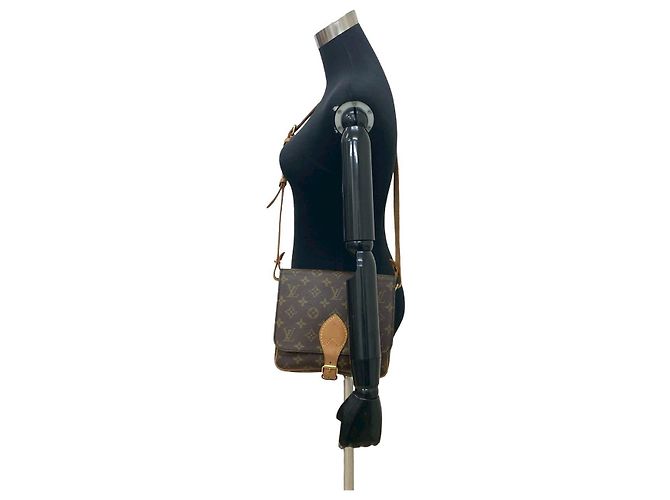 Cartouchiere Borsa a tracolla in pelle Louis Vuitton Monogram Marrone - vista 3