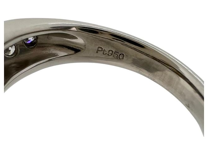 Autre Marque Weißer Südseeperlen-Ring aus Pt950 Platin und Diamanten Silber - Ansicht 5