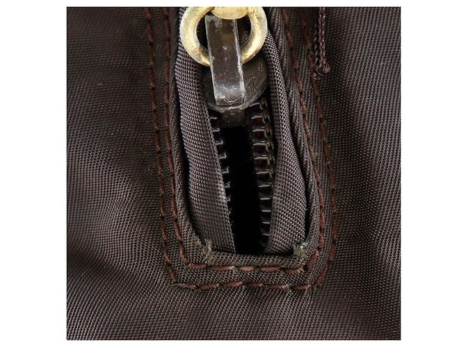 Borsa in nylon con logo con perline Prada Marrone - vista 10