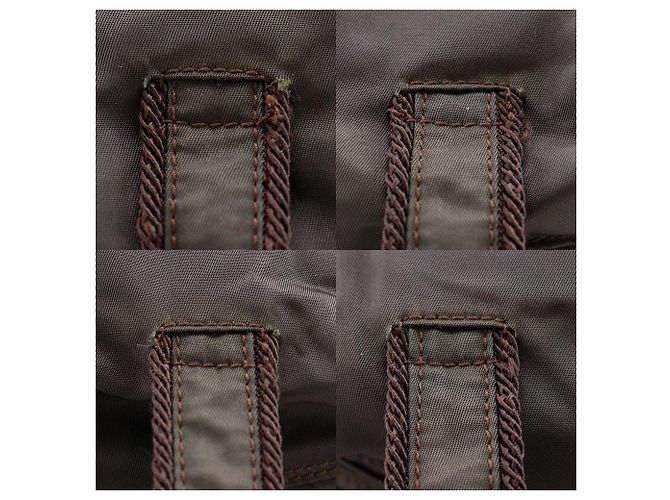 Borsa in nylon con logo con perline Prada Marrone - vista 13