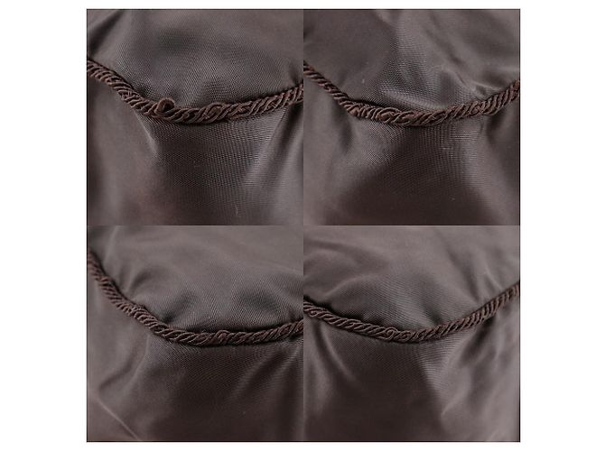 Borsa in nylon con logo con perline Prada Marrone - vista 4