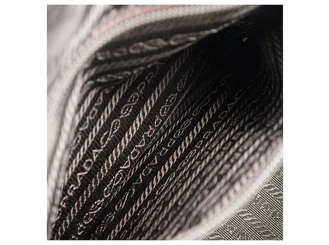 Borsa in nylon con logo con perline Prada Marrone - vista 7