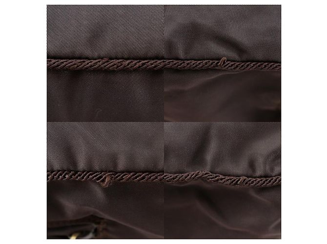 Borsa in nylon con logo con perline Prada Marrone - vista 8