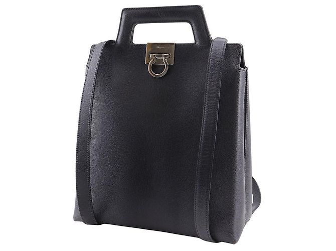 Borsa 3 modi in pelle con stampa Gancini Salvatore Ferragamo - vista 2