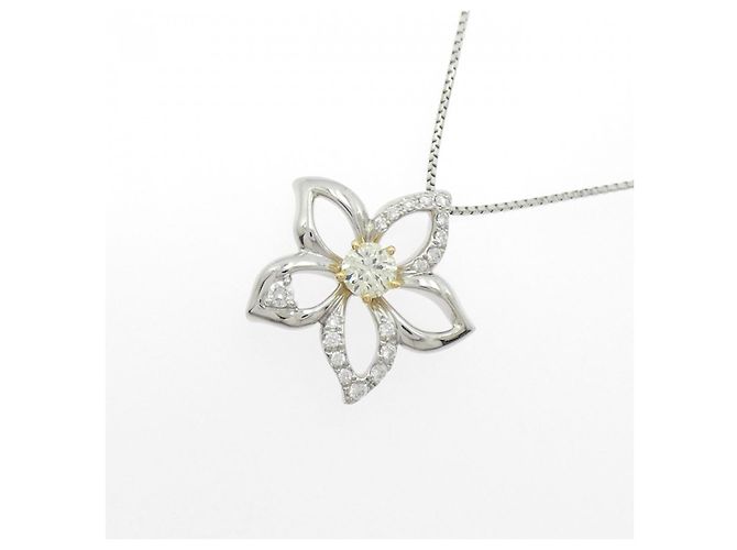 Autre Marque Collana Fiore in Diamante Pt900 Au750 Pt850 Argento - vista 3