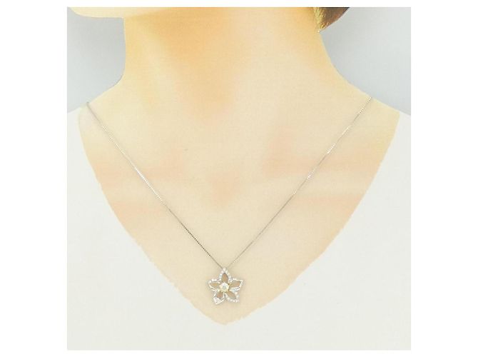 Autre Marque Collana Fiore in Diamante Pt900 Au750 Pt850 Argento - vista 6