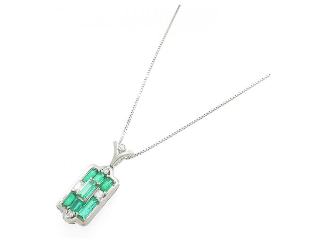 Autre Marque Collana in platino, smeraldo e diamante Verde - vista 2