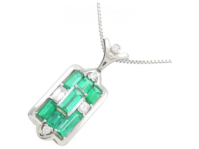 Autre Marque Collana in platino, smeraldo e diamante Verde - vista 3