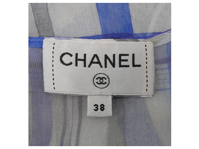 Vestido de seda Chanel LOOK41 Blanco Azul - vista 5