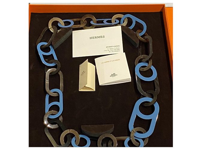 Hermès Colar longo Variation em chifre de búfalo Hermes Azul - vista 5