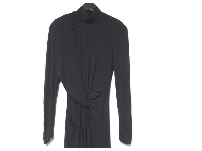 Autre Marque Vestido largo drapeado de manga larga Elie Saab Negro - vista 3