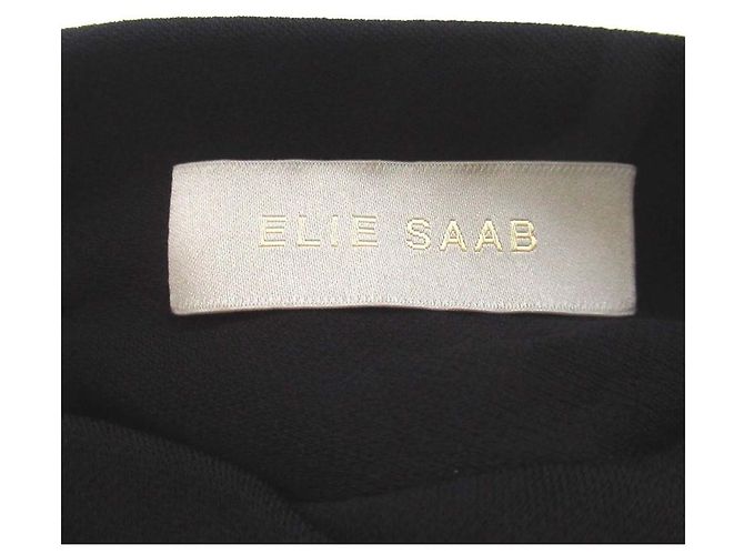 Autre Marque Vestido largo drapeado de manga larga Elie Saab Negro - vista 8