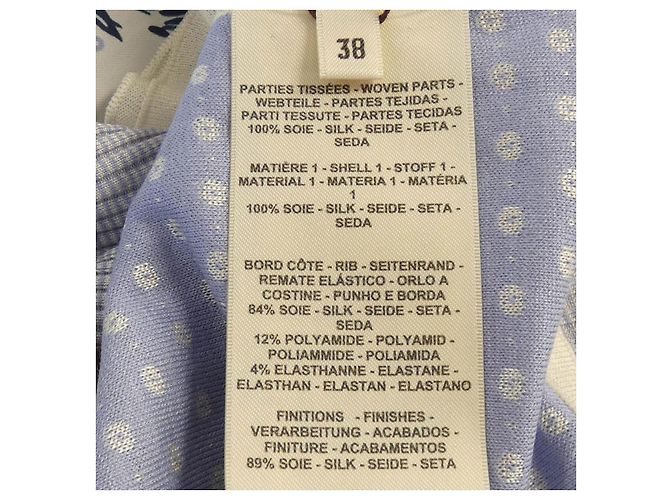 Hermès Punto de seda Twill Reine Hermes Blanco Azul - vista 3