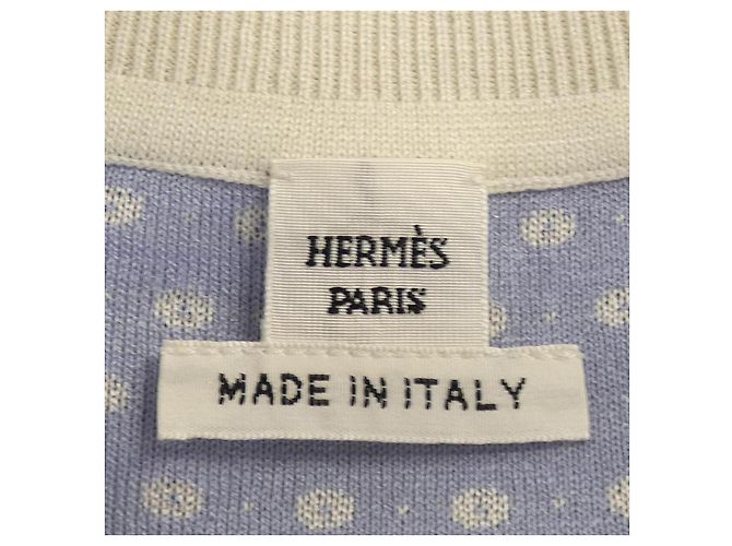Hermès Punto de seda Twill Reine Hermes Blanco Azul - vista 5