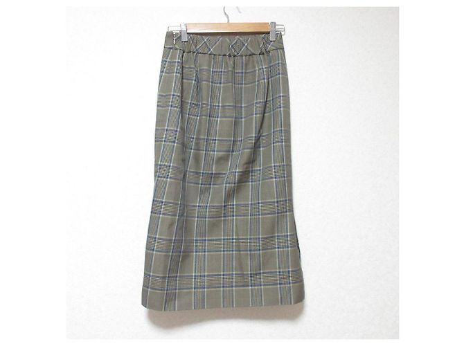 Autre Marque ESTNATION Check Wool Midi Skirt Brown - view 2