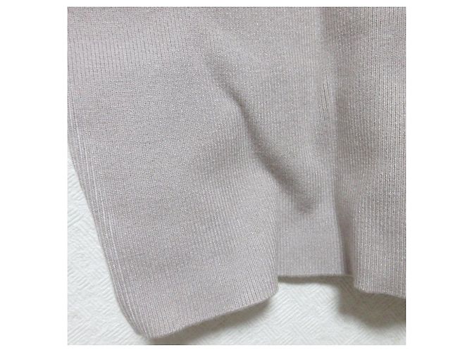 Autre Marque Top de punto con ribete de plumas Noela Rosa Beige - vista 5