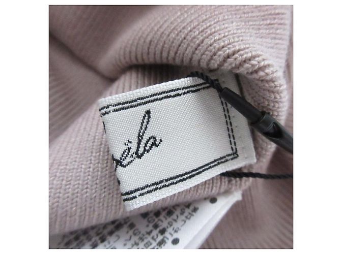 Autre Marque Top de punto con ribete de plumas Noela Rosa Beige - vista 7