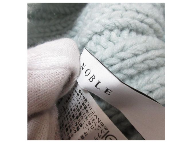 Autre Marque Noble klobiger Kurzstrick-Pullover aus Wolle mit breitem Rippenmuster Blau Hellblau - Ansicht 7