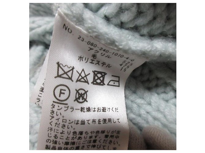 Autre Marque Noble klobiger Kurzstrick-Pullover aus Wolle mit breitem Rippenmuster Blau Hellblau - Ansicht 8