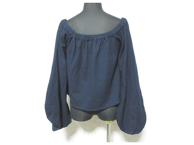 Autre Marque ELIN Woll-Top mit Off-Shoulder-Ausschnitt Blau Marineblau - Ansicht 2
