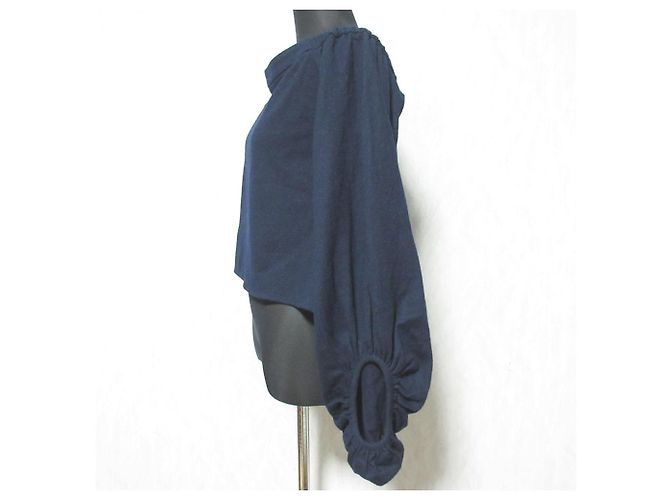 Autre Marque ELIN Woll-Top mit Off-Shoulder-Ausschnitt Blau Marineblau - Ansicht 3