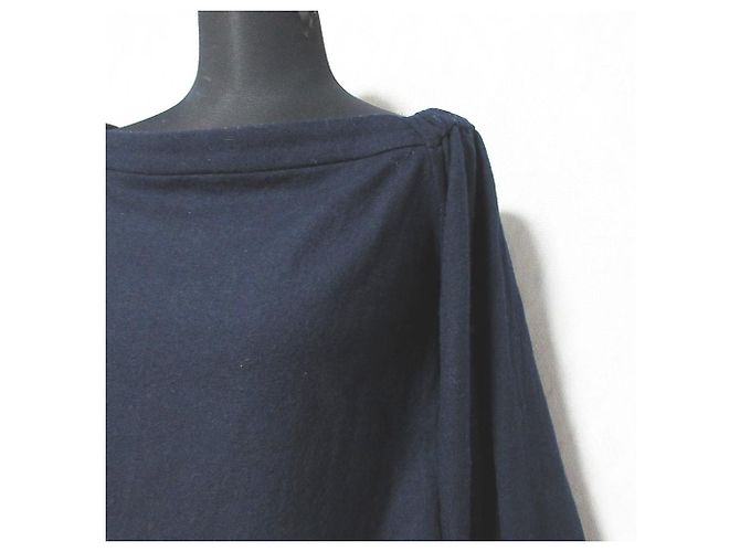Autre Marque ELIN Woll-Top mit Off-Shoulder-Ausschnitt Blau Marineblau - Ansicht 4