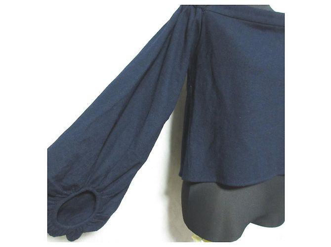 Autre Marque ELIN Woll-Top mit Off-Shoulder-Ausschnitt Blau Marineblau - Ansicht 5
