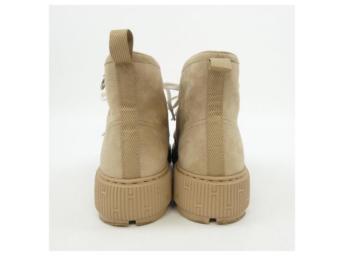 Hermès Stivaletti Itineraire in pelle di vitello scamosciata Chevre Hermes Beige - vista 5