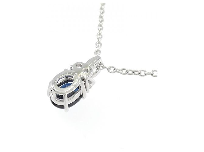 Autre Marque Collana in Zaffiro e Diamante Pt950 Pt850 Argento - vista 4