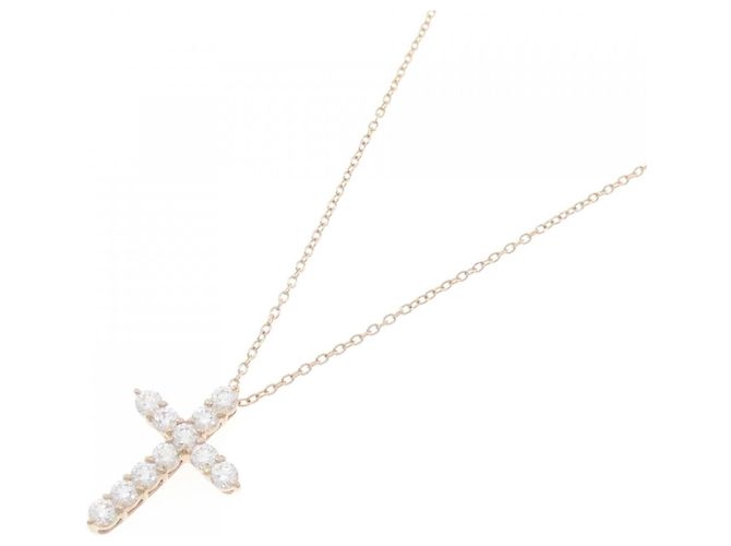 Autre Marque Collana Cross Diamond in Au750 Rosa - vista 2