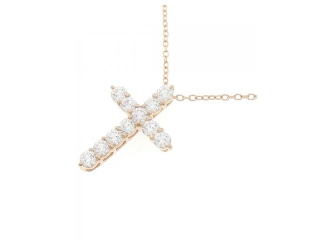 Autre Marque Collana Cross Diamond in Au750 Rosa - vista 3