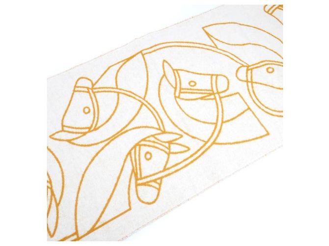 Sciarpa in cashmere Hermès Entralacques Equestres Bianco - vista 3